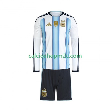 Argentina Bambino Maglia Prima World Cup 2026 Manica Lunga